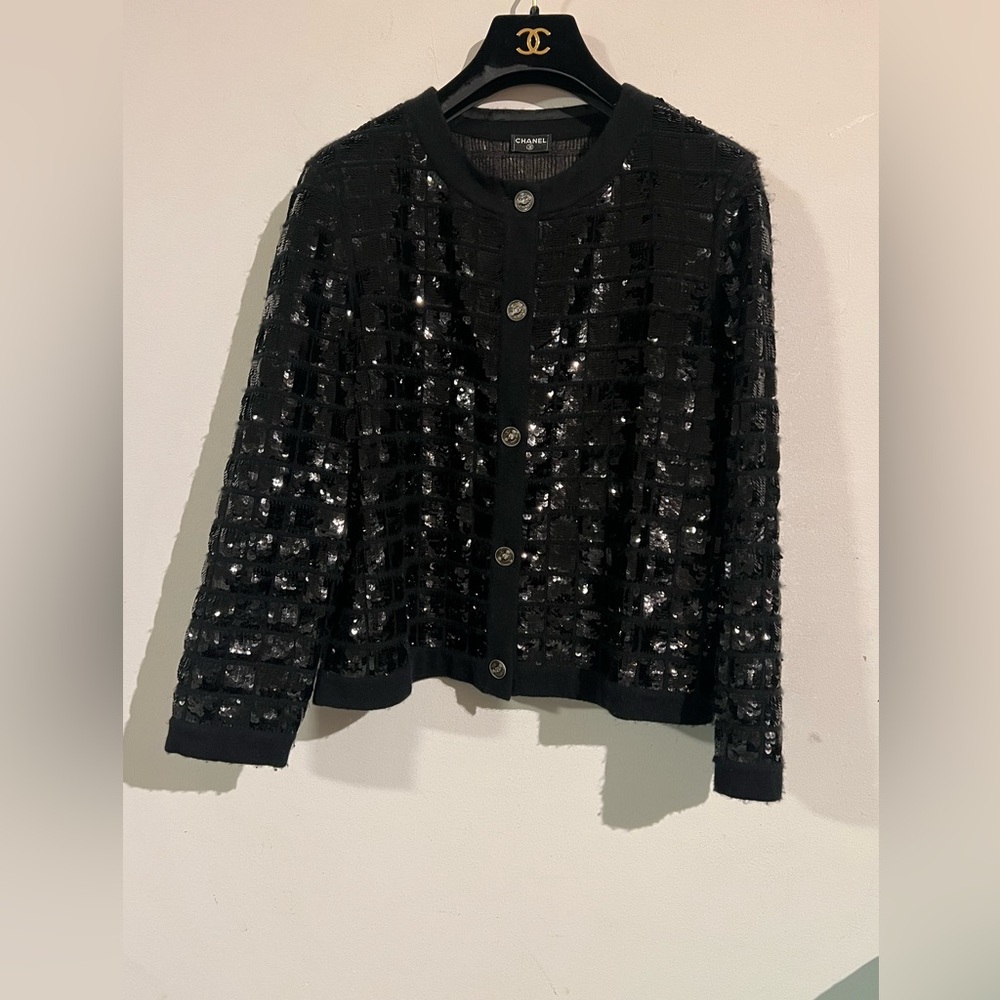 Chanel sequin black Cashmere cardigan